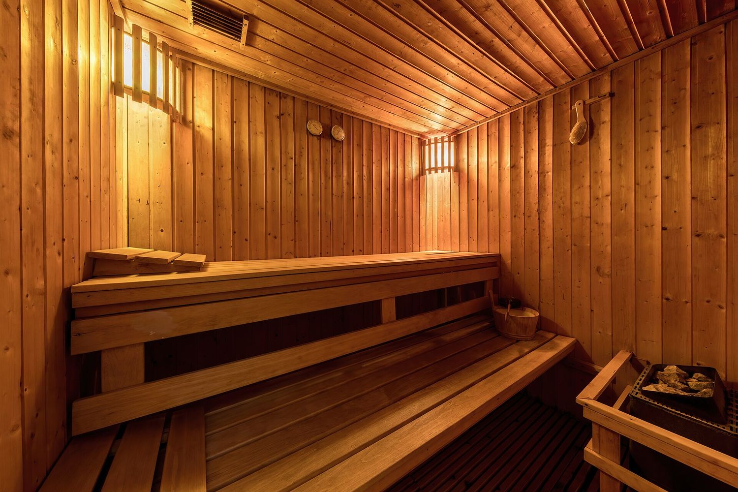 Larch sauna interior